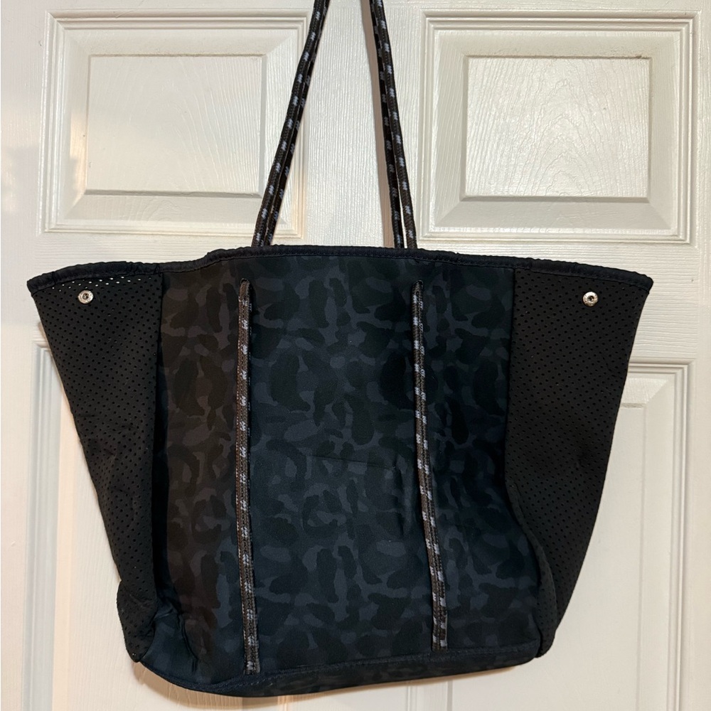 Elegant Black Patterned Tote Bag